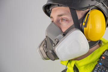 Man in personal protective equipment at work - obrazy, fototapety, plakaty