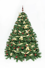decorated christmas tree isolated green White background