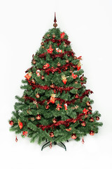decorated christmas tree isolated green White background