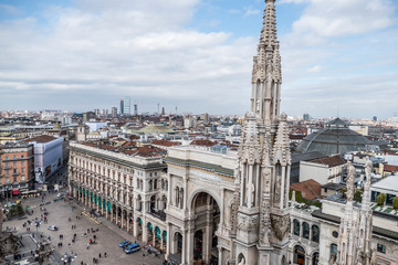 Fototapeta na wymiar The Milan skyline from the Duomo terrace