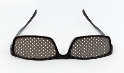 black medical glasses on a white background