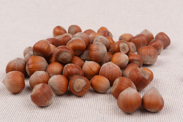 A pile of hazelnuts. Close-up.