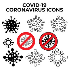 Covid-19 icon set. Coronavirus icons collection. Vector and illustration.