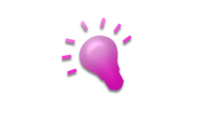 New pink 3d bulb icon on white background,light bulb icon