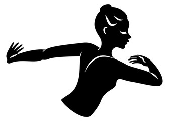 Lady silhouette. Silhouettes of the hands and head of a girl. Graceful woman. Vector illustration