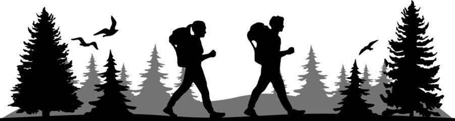 Hiker Backpack Sport Silhouette Vector