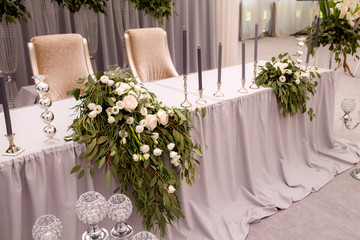 Table sets for wedding or another catered event dinner.