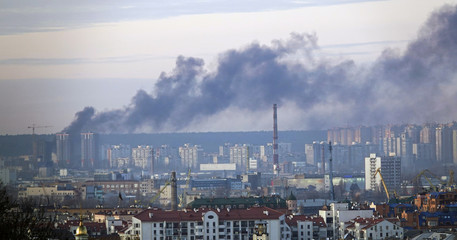 Fire in one of the buildings of the city of Kiev