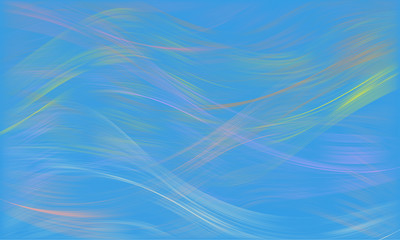 Abstract background - translucent blurry colored lines on a blue background, light veil
