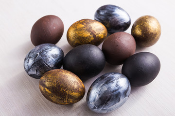 Holidays, design and modern easter concept - Black and brown easter eggs style minimalism