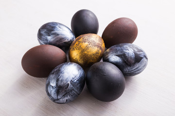 Holidays, design and modern easter concept - Black and brown easter eggs style minimalism
