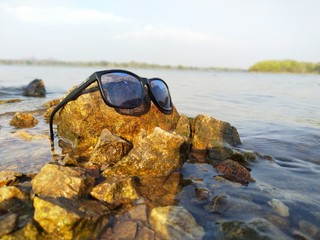 Goggles on a stone