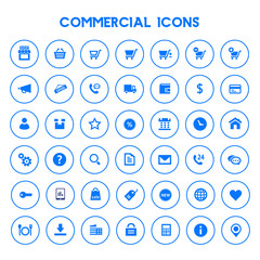 Trendy flat design big commercial icons set