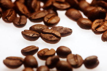 Roasted coffee beans on a table