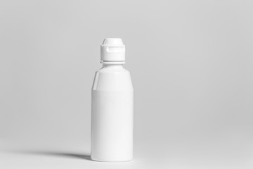 close up of a white bottle on white background with clipping path