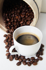 Roasted coffee beans on a table