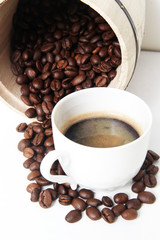 Roasted coffee beans on a table