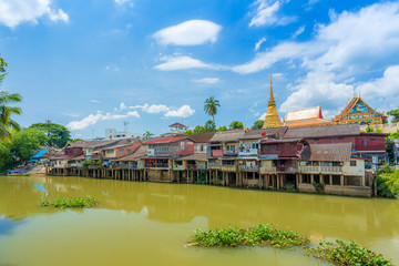 Chanthaburi river ,Classical Village near river, Chanthaburi Old Town Waterfront ,Landmark with old building village in Chanthaburi Thailand,Thailand, Antique, Architecture, Church,