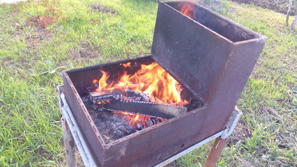 barbecue on fire
