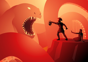 Perseus saves Andromeda from the sea monster Cetus © rudall30