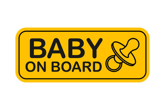 Baby on board. Warning icon. Vector stock illustration.