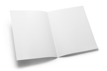 Folded sheet of white paper, isolated on white background