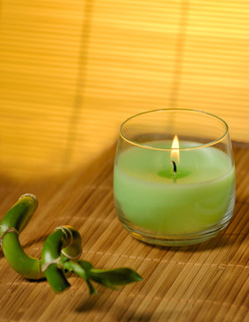 Candle and bamboo