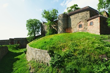 Fototapeta na wymiar Ruins of Helfstyn Castle. Moat at the upper castle. Czechia. Europe.