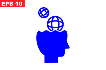 earth on head icon vector illustration