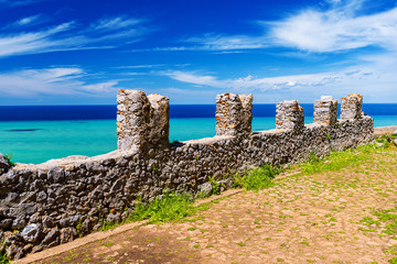 Ruins of ancient castle on the top of Cefalu Rock