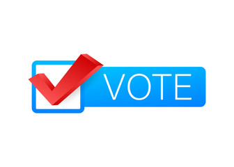 Vote symbols. Check mark icon. Vote label on white background. Vector stock illustration.