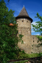 Fototapeta premium Ruins of Helfstyn Castle. Tower in the defensive walls. Czechia. Europe.