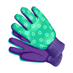 Colored purple pair gardening gloves
