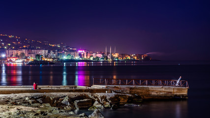Trabzon city view – Trabzon Landscape city center. Trabzon at Night. Trabzon port and Square. Popular tourist city of the Black Sea