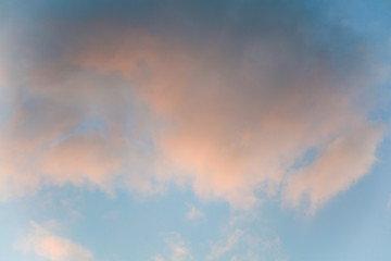 blue sky at sunset with large clouds