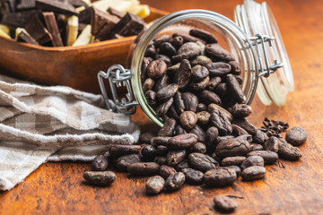 Cocoa beans in jar