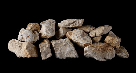 White rock isolated on black background and texture, clipping path