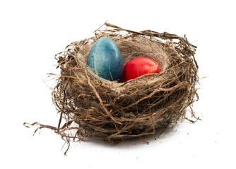 chocolate easter eggs in nest