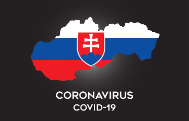 CoronaVirus in Slovakia and Country flag inside Country border Map Vector Design.