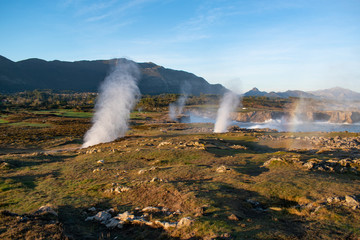 Blowholes at Bufones de Pria after a heavy storm, Asturias, Spain