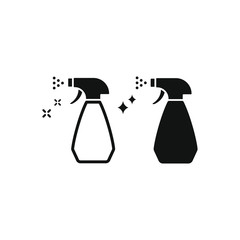 Cleaner or detergent spray black isolated vector icon. Domestic disinfectant cleaning bottle symbol.