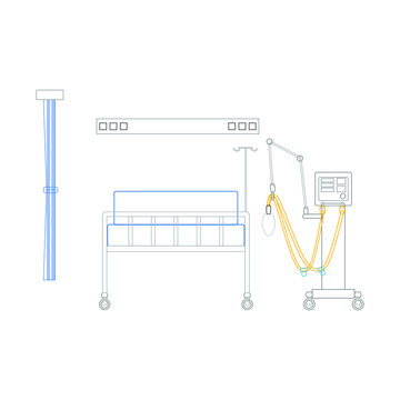 icu hospital room with respirator