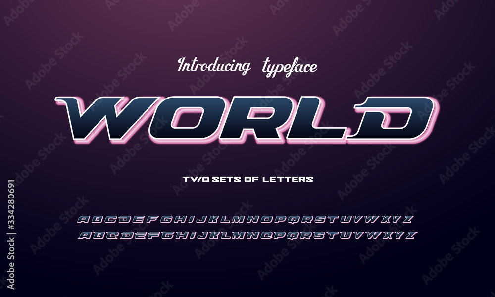 Aufkleber modern abstract 3 d font and alphabet with neon backlight.