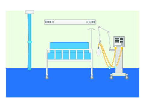 icu hospital room with respirator