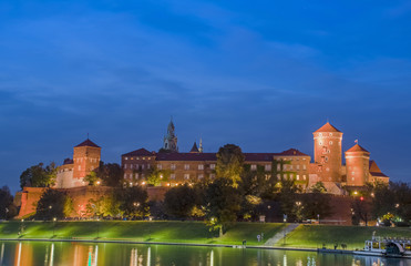 Wawel Royal Castle In Krakow, Poland. The castle was built at the behest of King Casimir III the...