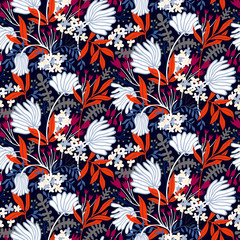 Vector seamless floral pattern with spring flowers