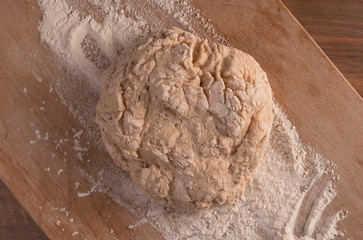 Close-up of a bread dough before baking