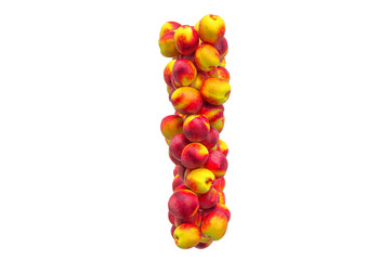 Letter I from nectarines or peaches, 3D rendering