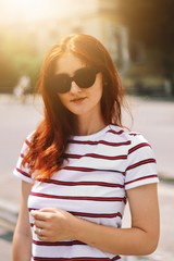 Portrait women in black glasses