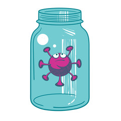 Quarantine. oronavirus is isolated in a glass container.